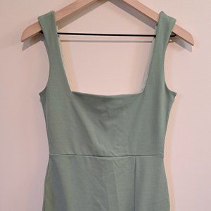 Nasty Gal Squarin' To Go Midi Square Neck Sage Dress